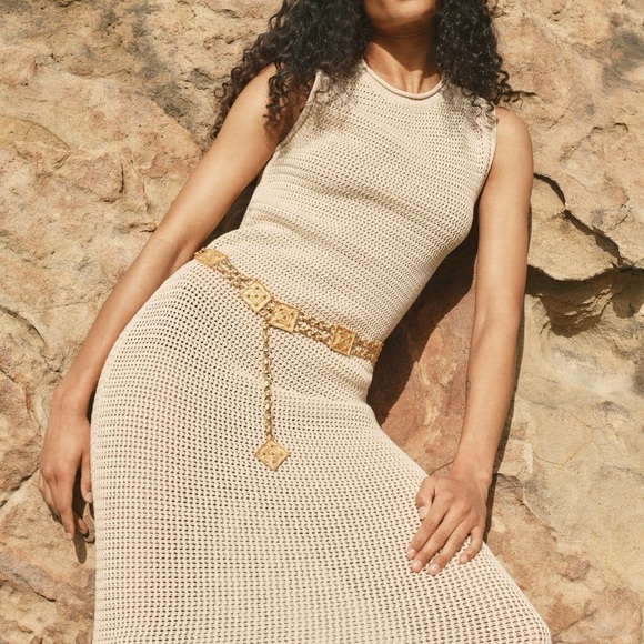 Reformation Dresses & Skirts - Reformation Nolan Sleeveless Crochet  Organic Cotton Sweater Maxi Dress